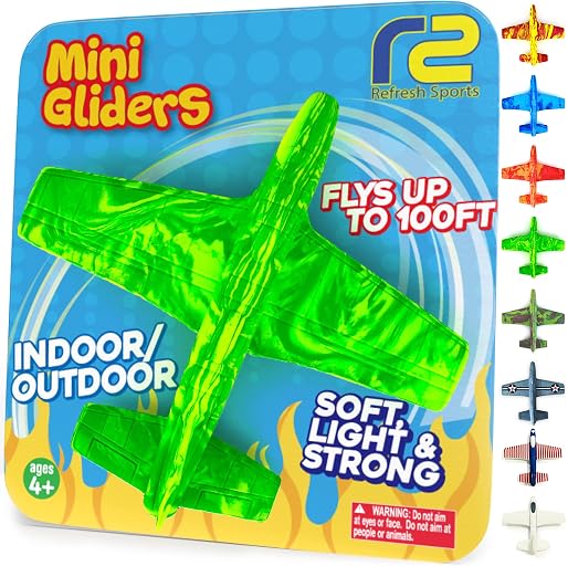 Foam Airplane - Best Outdoor Toys for Kids 3 4 5 6 7 8 9 + Year Old Boys - Best Toy Stuffers Gift & Boy Toddler Toys & Airplane Gift Idea - Gifts for Boys Toys Age 4-6 & Summer Party Favors