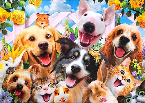 Rompecabezas para adultos de 1000 piezas, Happy Pets  Piezas gruesas y resistentes que encajan perfectamente  Actividad familiar desafiante  27 x 20