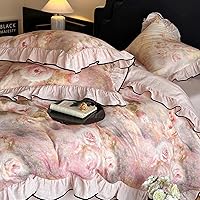 Vista 122 de 3 piezas de juego de funda de edredón tamaño individual XL, funda de edredón blanca con estampado floral azul, ropa de cama coquette de algodón