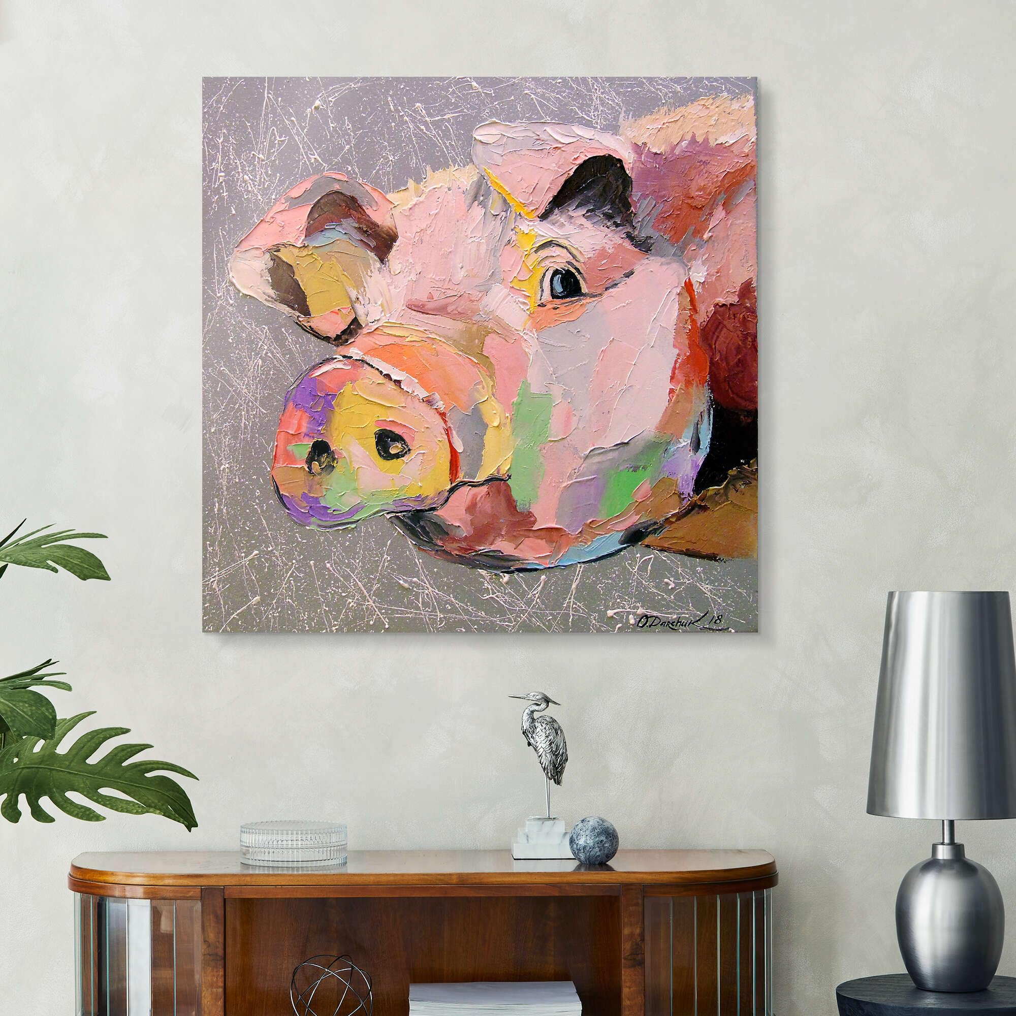 Posterlounge Schwein Acrylglasbild | 40 x 40 cm von Olha Darchuk Wandbilder Wanddeko