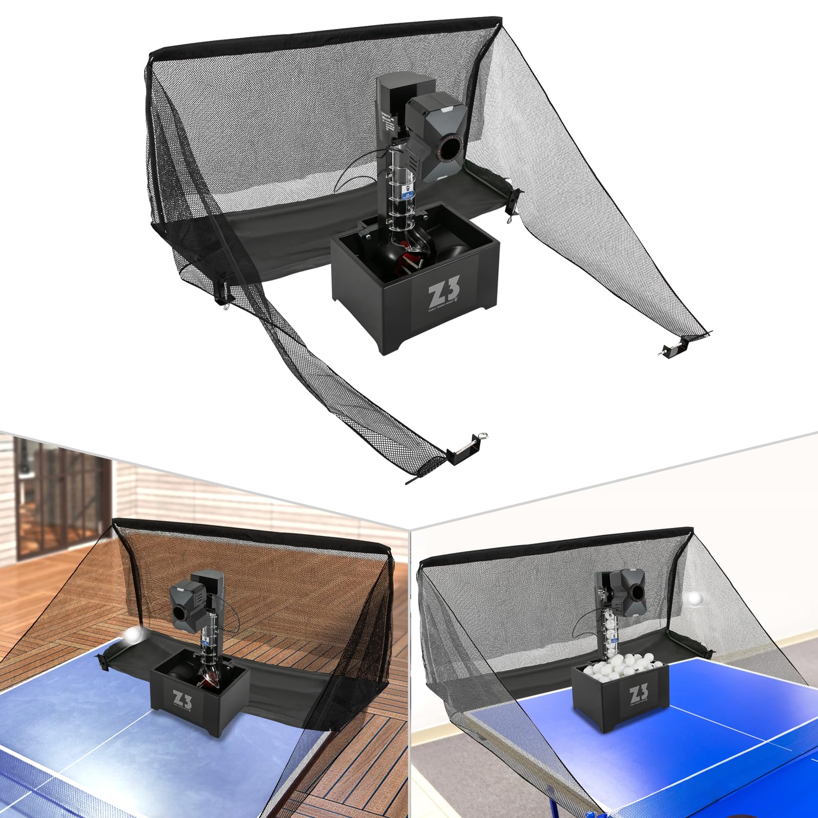 Robot de ping pong con red, 36 W, máquina automática de pelotas de tenis de mesa con mando a distancia y 100 pelotas, 35-90 pelotas/min Ping Pong Ball lanzadora profesional para entrenamiento
