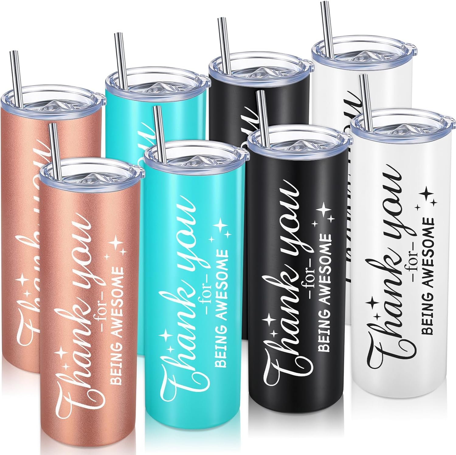 Sieral Thank You Gifts Appreciation Tumbler Employee Thank You for Being Awesome Stainless Steel Travel Tumbler 20 oz Graduation Gift Father Friends Mom Wife Coworker Women Men(Classic Color,8 Sets)
