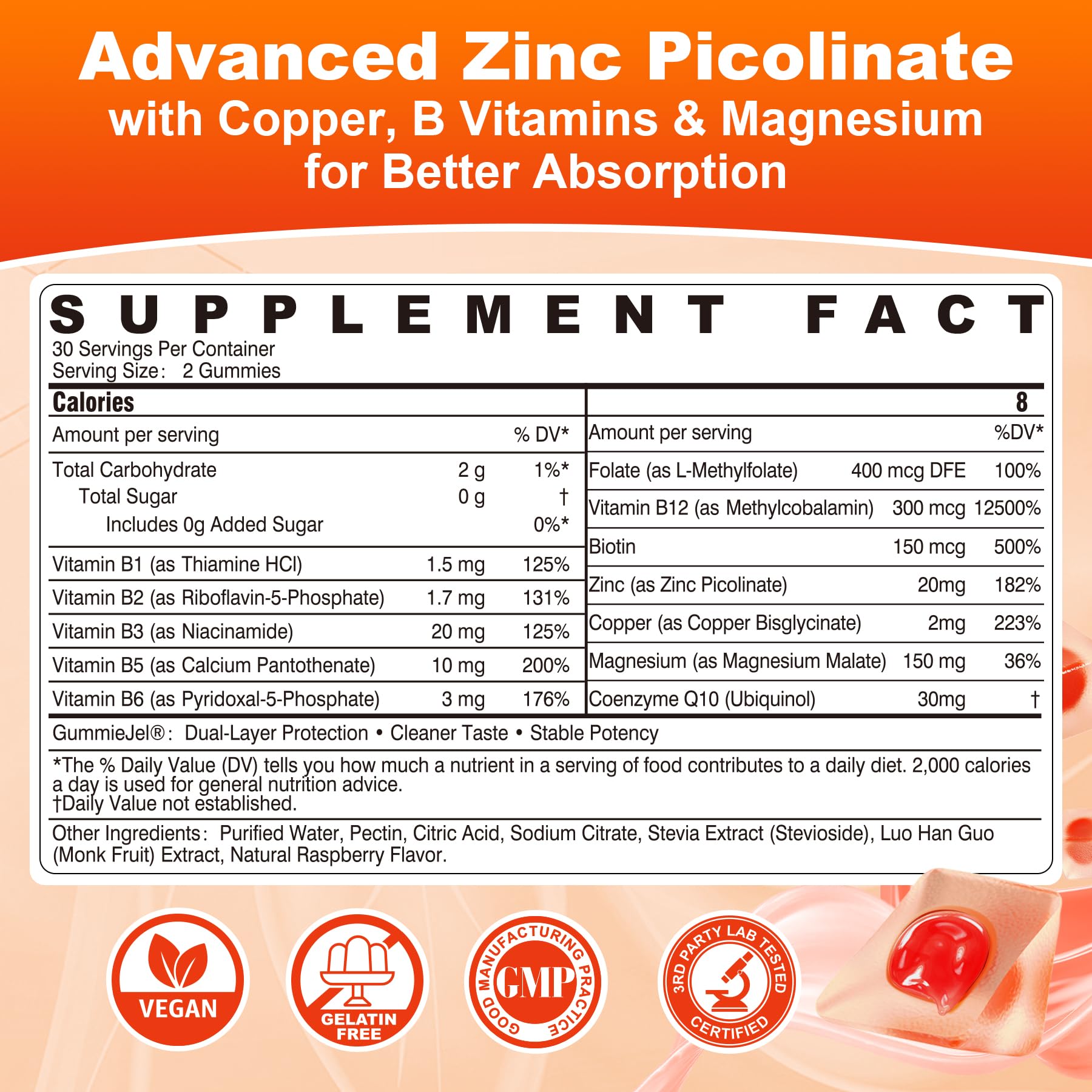 Zinc Picolinate Gummies Copper Bisglycinate Supplements for Women Men, 60Ct — Amazon image 2