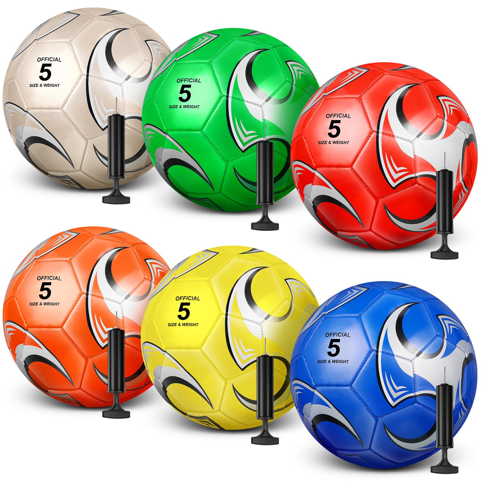 Glimin 6 Pcs Soccer Balls Deflated with Pump