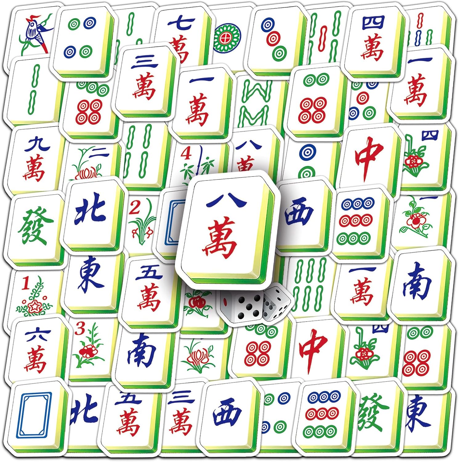 145Pcs Mahjong Stickers, Waterproof Vinyl Chinese Style Decor Decals for Laptop, Phone, Backpack, Luggage - Personalized Stickers for Kids, Adults & Mahjong Lovers(Mahjong-145)