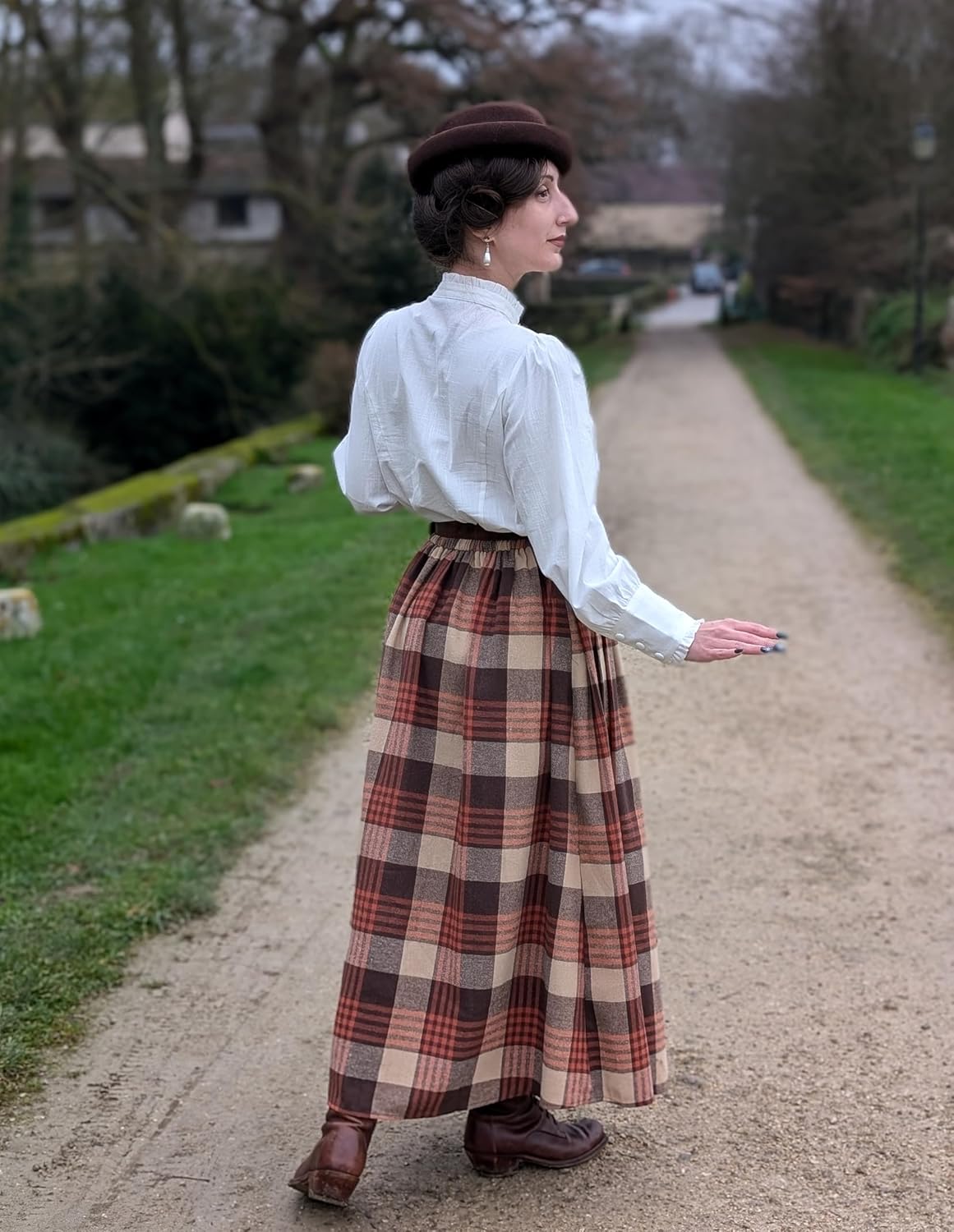 Scarlet Darkness Plaid Skirts for Women High Waist Long Skirt with Pockets - Image 3