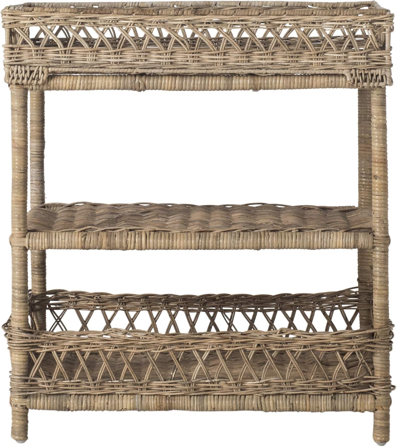 SAFAVIEH Home Collection Ajani Natural Wicker 3 Tier Accent Table