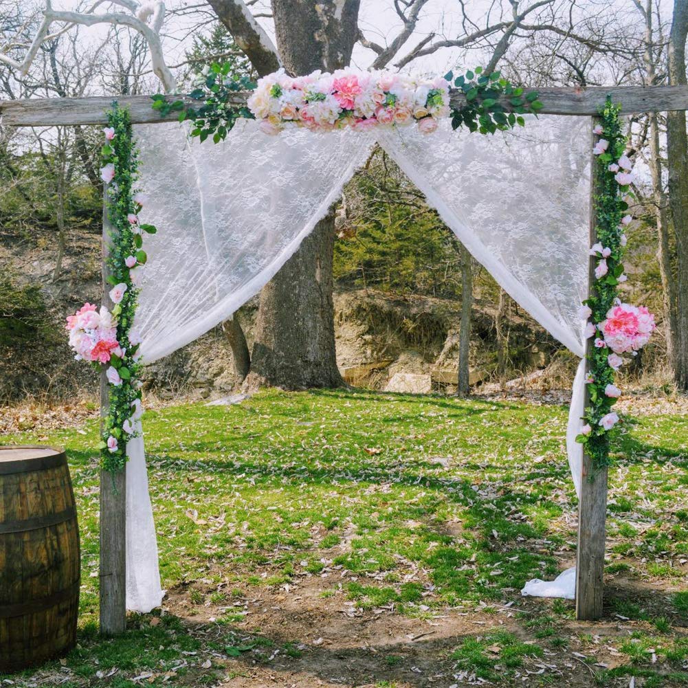 Weiße Spitzentischdecke, 152,4 x 308,5 cm, für rustikale Boho-Hochzeit, Brautparty, Party, Dekoration, klassische, rechteckige Overlay, lang, Vintage, bestickt, Empfangstischdecke, Dekoration, 5 Stück