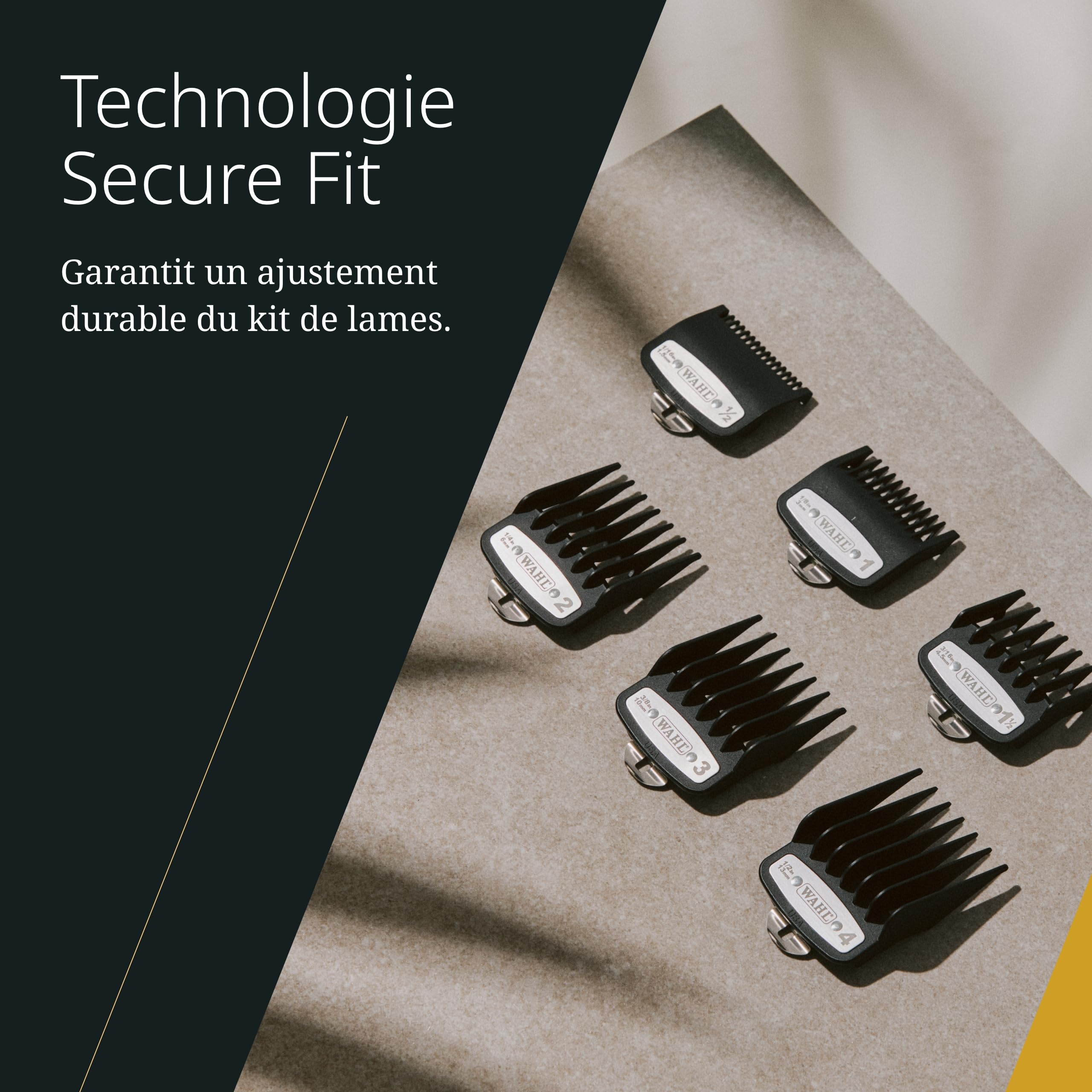Wahl Guides de coupe Premium avec sac poly - ensemble de peignes de fixation premium, 1,5 mm à 25 mm - Convient pour toutes les tondeuses à cheveux cordonnés Wahl, 10 PCS