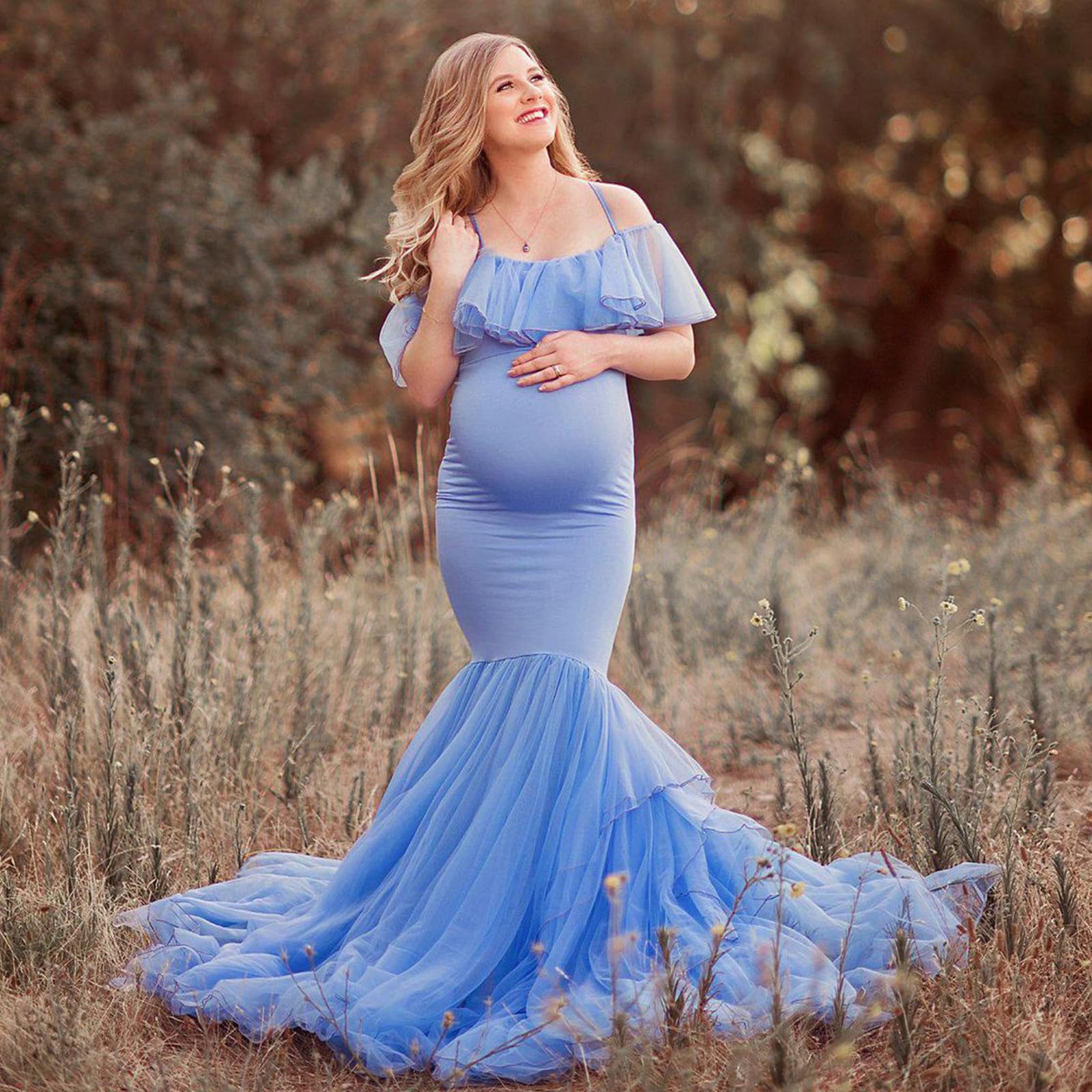 Vestido de Maternidad con diseño de Longitud en acrílico Transpirable para facilitar Uso Cómodo Vestido de Maternidad con diseño de Longitud