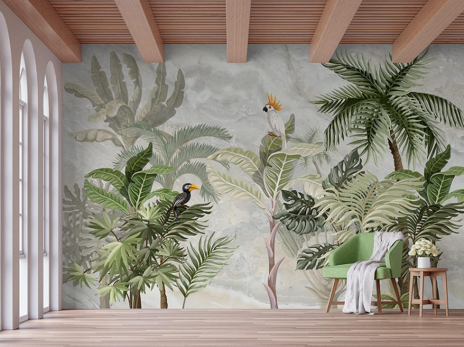 STROXTH WALLPAPER Papier Peint Tropical Jungle Panoramique Sur Mesure ...