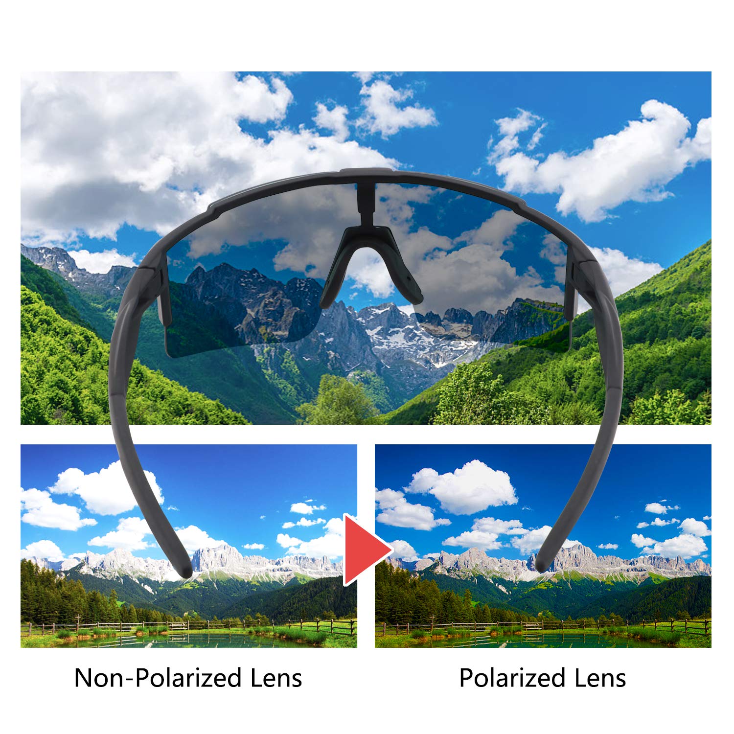 DUDUKING Occhiali da Sole Ciclismo Occhiali MTB Sportivi per Uomo e Donna con 1 o 3 Lenti Colorati Anti-UV Antivento Aviatore Specchio per Ciclismo Guida Pesca Running Golf Bici Moto