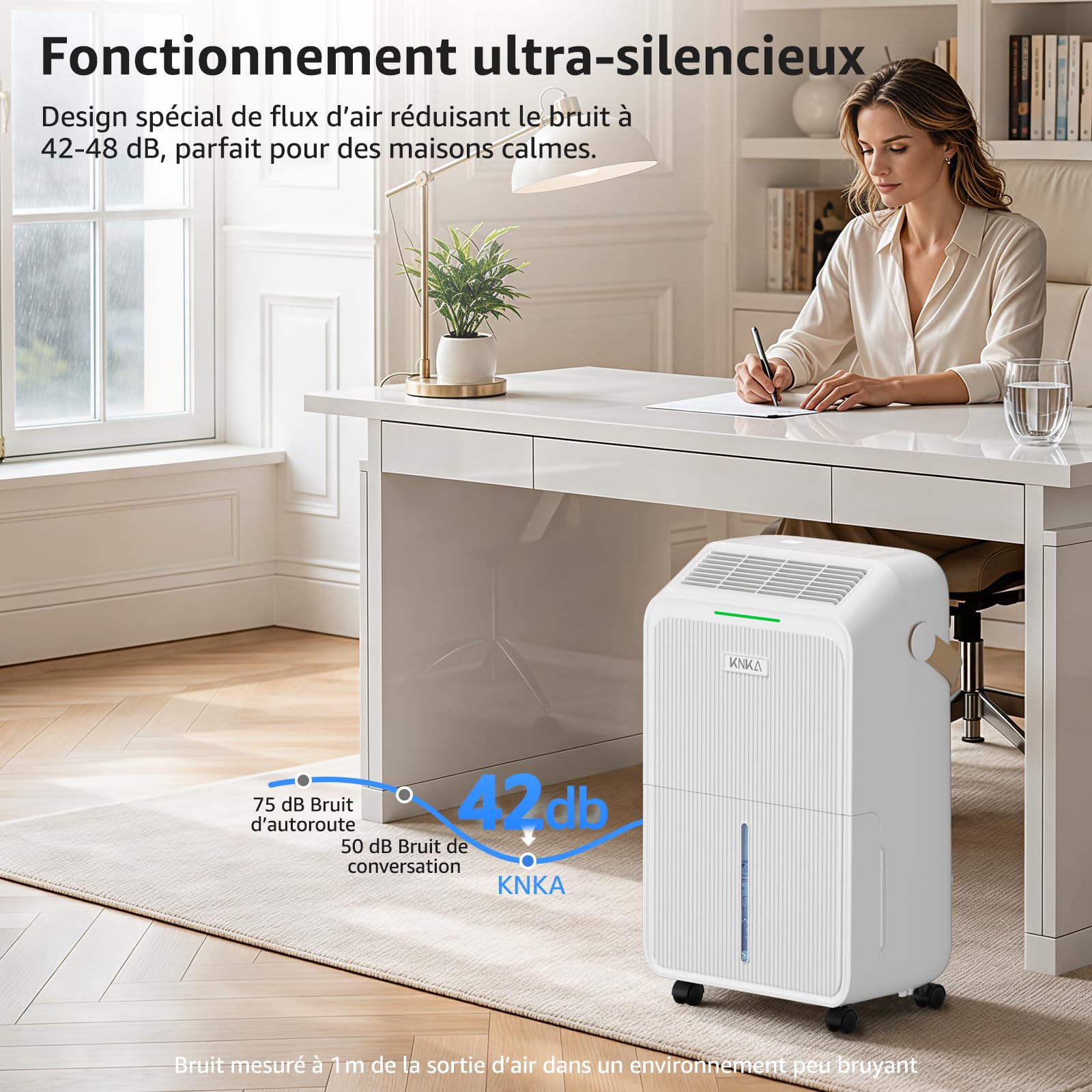 Deshumidificateur d Air, 16L/J, Déshumidificateur Electrique, 80m³ (32㎡), Silencieux, 4 Modes, Consommation Réduite de 40%, Protection Anti-Débordement, Pour Appartement, Cave, Salon