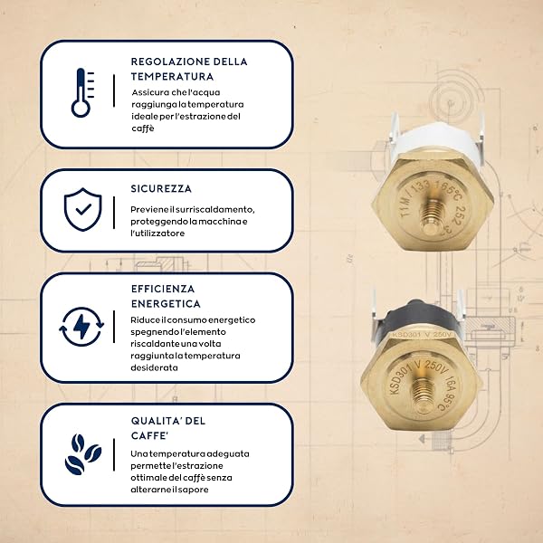 RicambIT Coppia Termostati Bimetallici NC 95°C Reset Automatico + 165°C Reset Manuale – M4 10A 230V – Faston 4,8 mm – Compatibili Didiesse Frog - 4