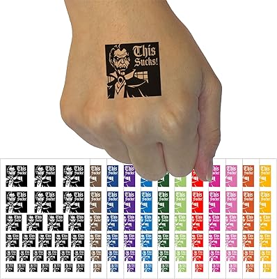 This Sucks Dracula Vampire Halloween Temporary Tattoo Water Resistant Fake Body Art Set Collection - Brown (One Sheet)