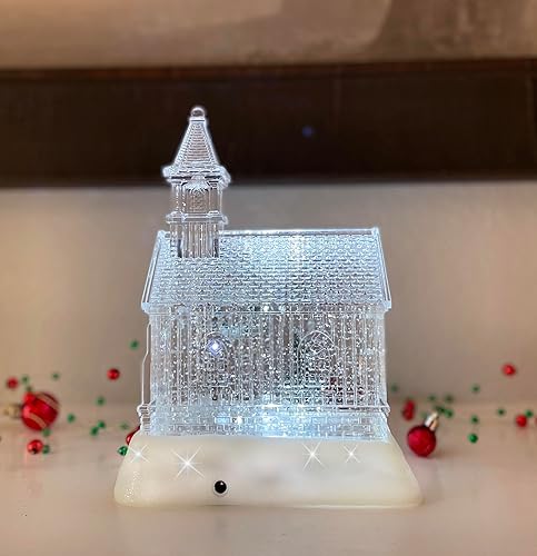 Miniatura 4 de Globo de nieve de Navidad iluminado para iglesia con temporizador y nieve giratoria brillante, funciona con pilas de 9 pulgadas de alto, linterna de