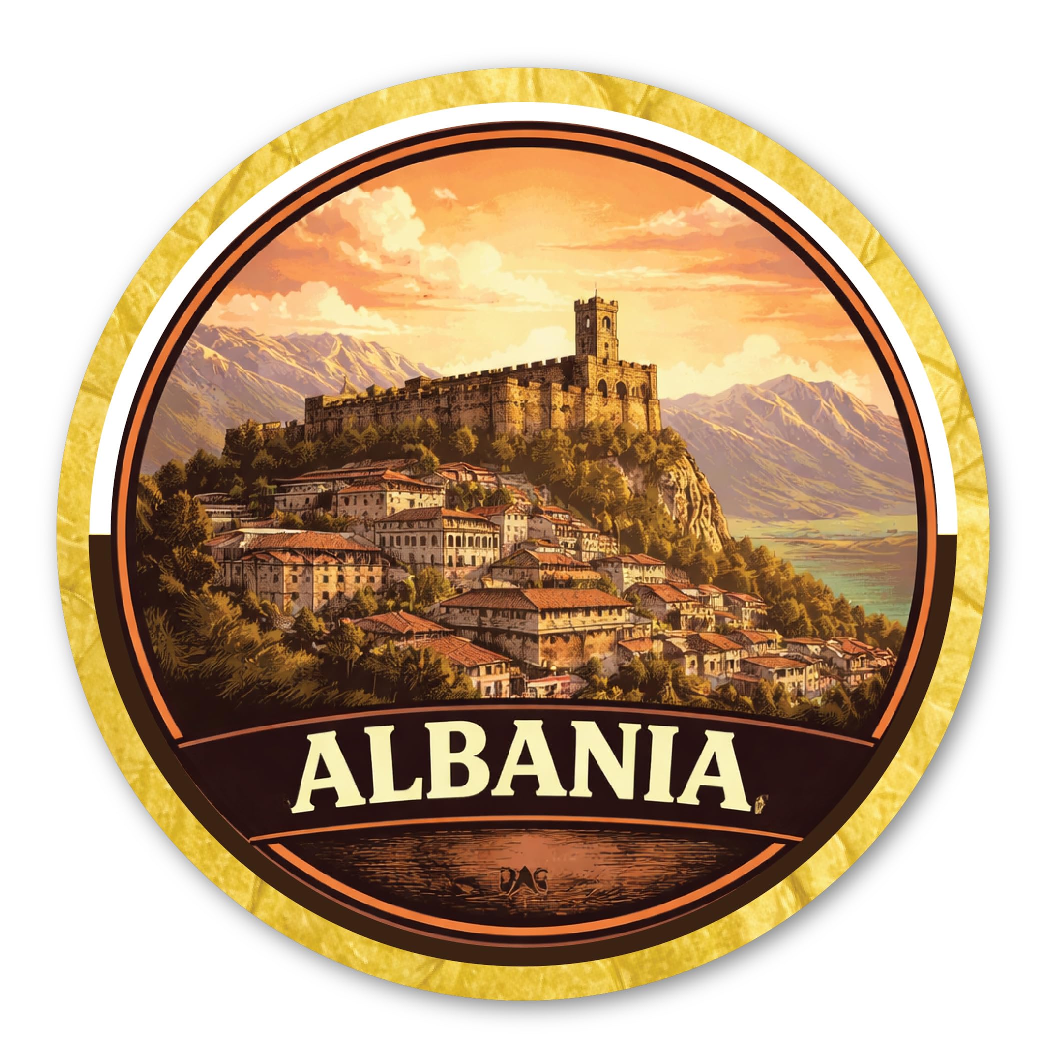 CHANDBB Decorative Fridge Magnet, 3 Inch Round, MOP Plastic, for Home and Office (Pack of 1 Pcs, Albania)