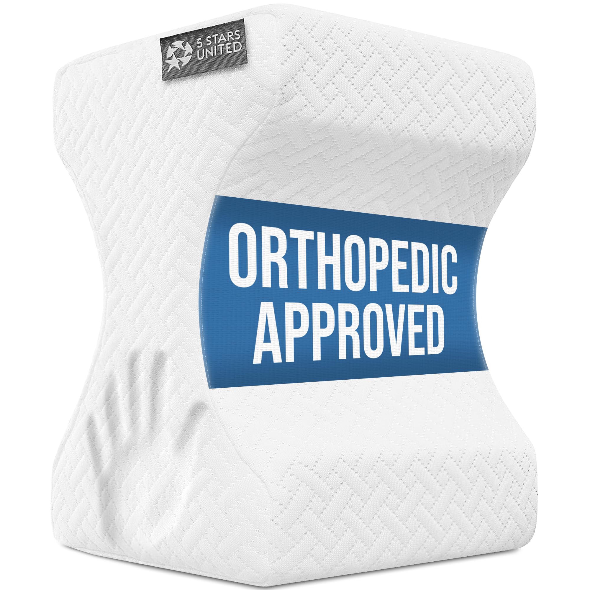 5 STARS UNITED Knee Pillow for Side Sleepers - Memory Foam Leg Pillow for Side Sleeping - Between Legs Pillow for Hip and Lower Back Pain - Sciatica Pain Relief