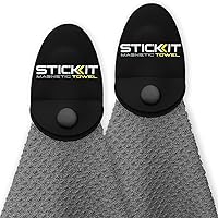 STICKIT Magnetic Golf Towel 2-Pack Grey - 25lb Industrial Magnet, Microfiber Waffle Pockets for Carts & Clubs