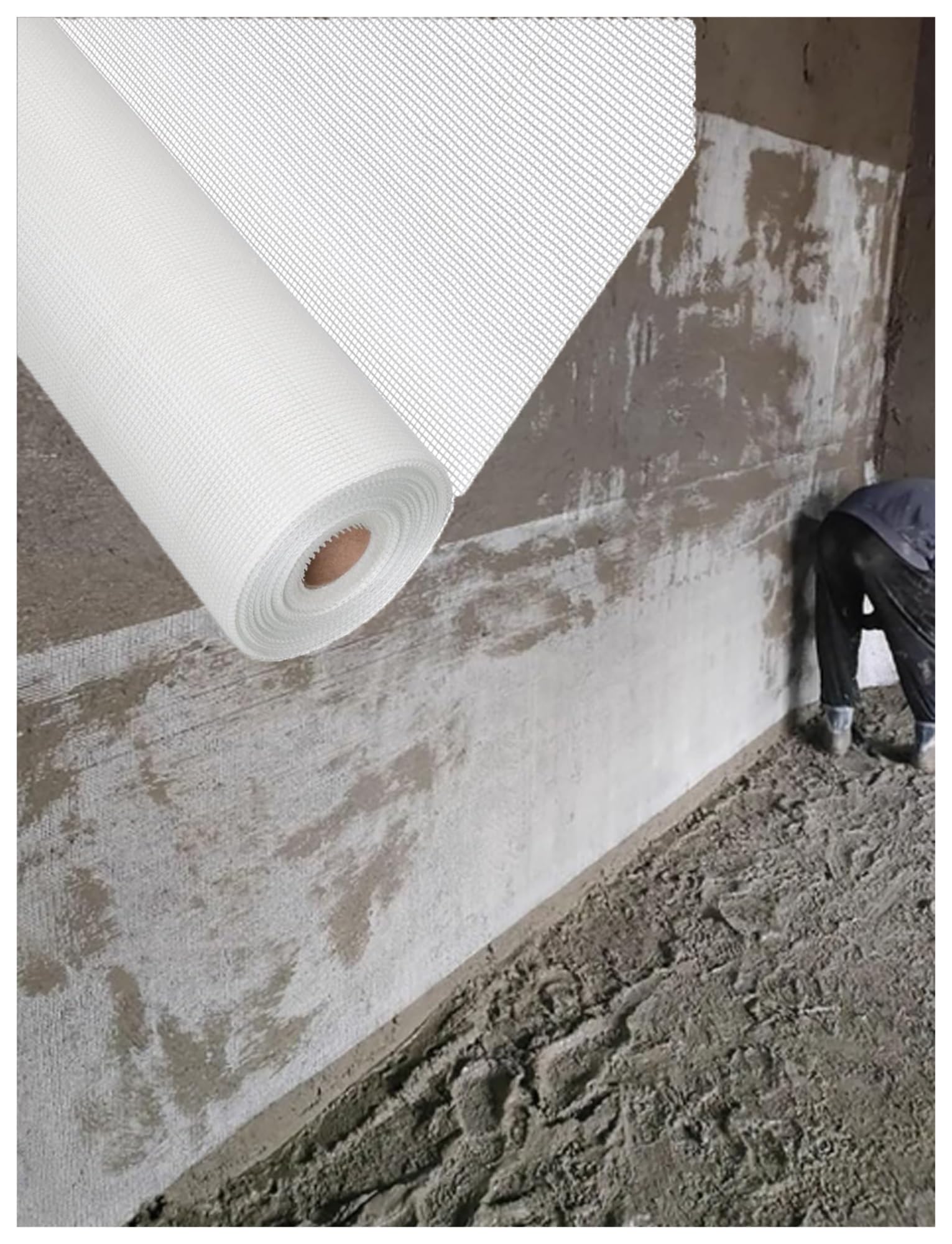 Malla antialcalina de fibra de vidrio 1x50m para evitar fisuras en el yeso