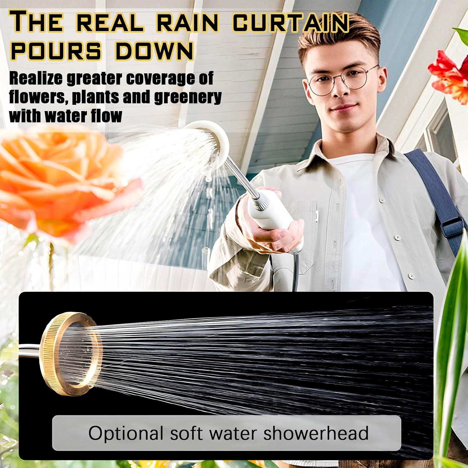 Battery Powered Sprayer, 1.35 Gallon Electric Garden Sprayer with USB Rechargeable Handle, Battery Indicator, 3 Replaceable Retractable Wand, Adjustable Strap for Yard, Lawn and Garden