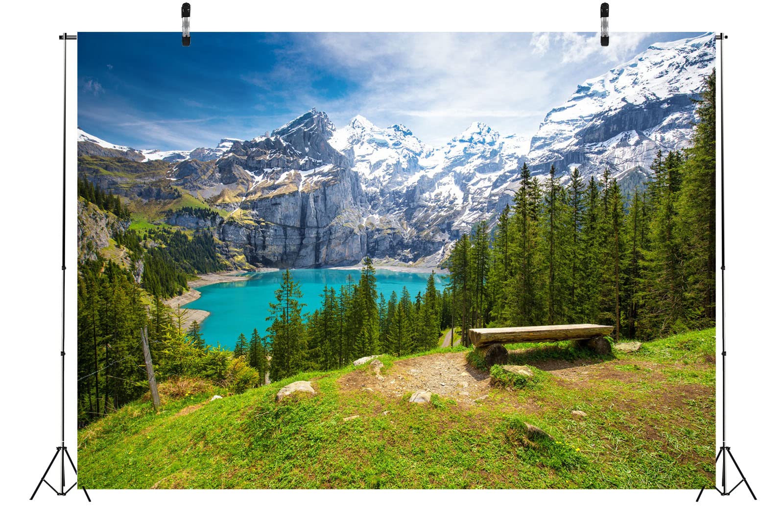 Loccor Fotohintergrund Golfplatz – 3 X 2,4 M, Polyester-Tuch, Mit See, Wald, Rasen, Für Fotografie, Partys & Dekoration