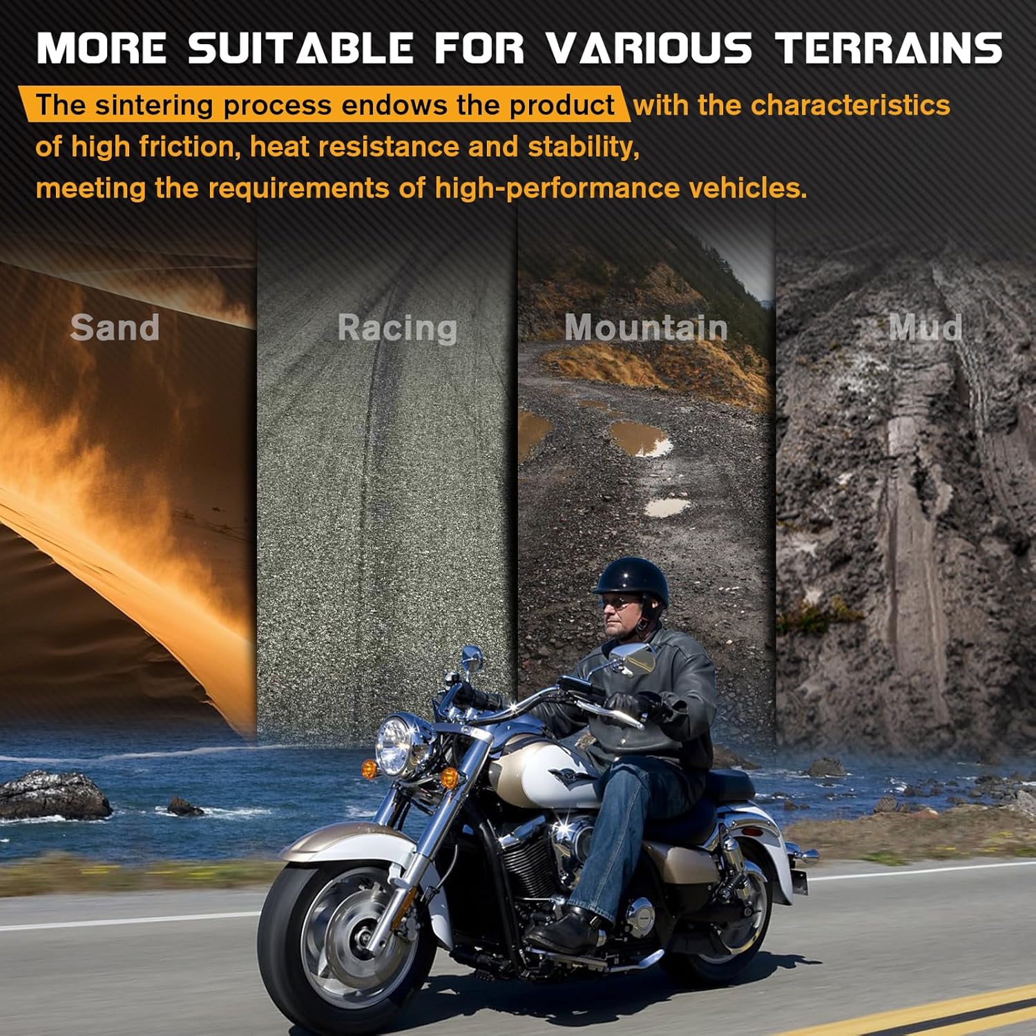 LOCOPOW Front & Rear Brake Pads for Kawasaki Vulcan 1500 Classic Nomad Drifter VN1500 2001-2008 Vulcan 1600 Classic Nomad VN1600 2003-2008 Vulcan 1700 Classic Nomad VN1700 2009-2013 ZR7S ZR750 Z750S