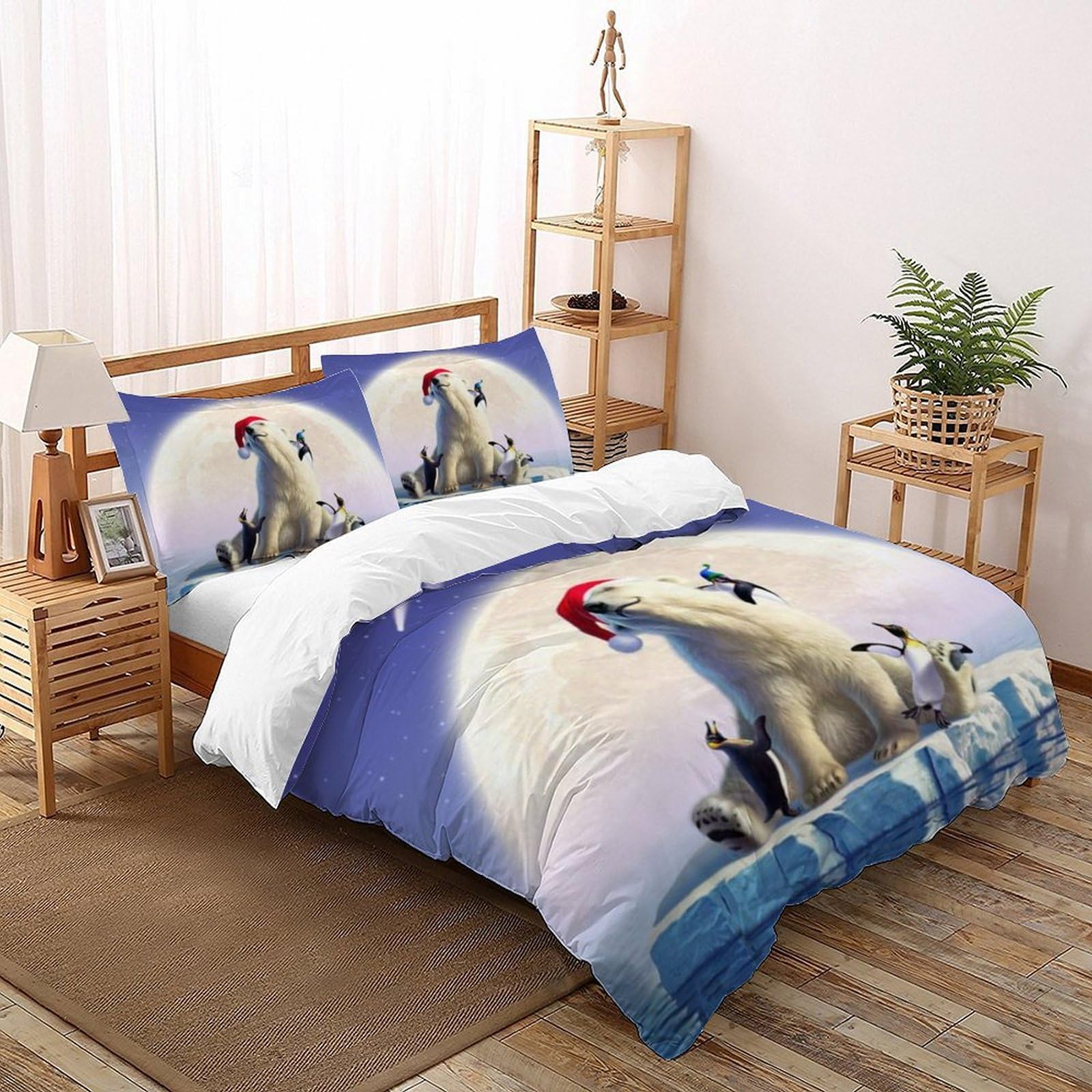 Housse de couette ours polaire 3D pour lit Super King 260x220 cm avec taies