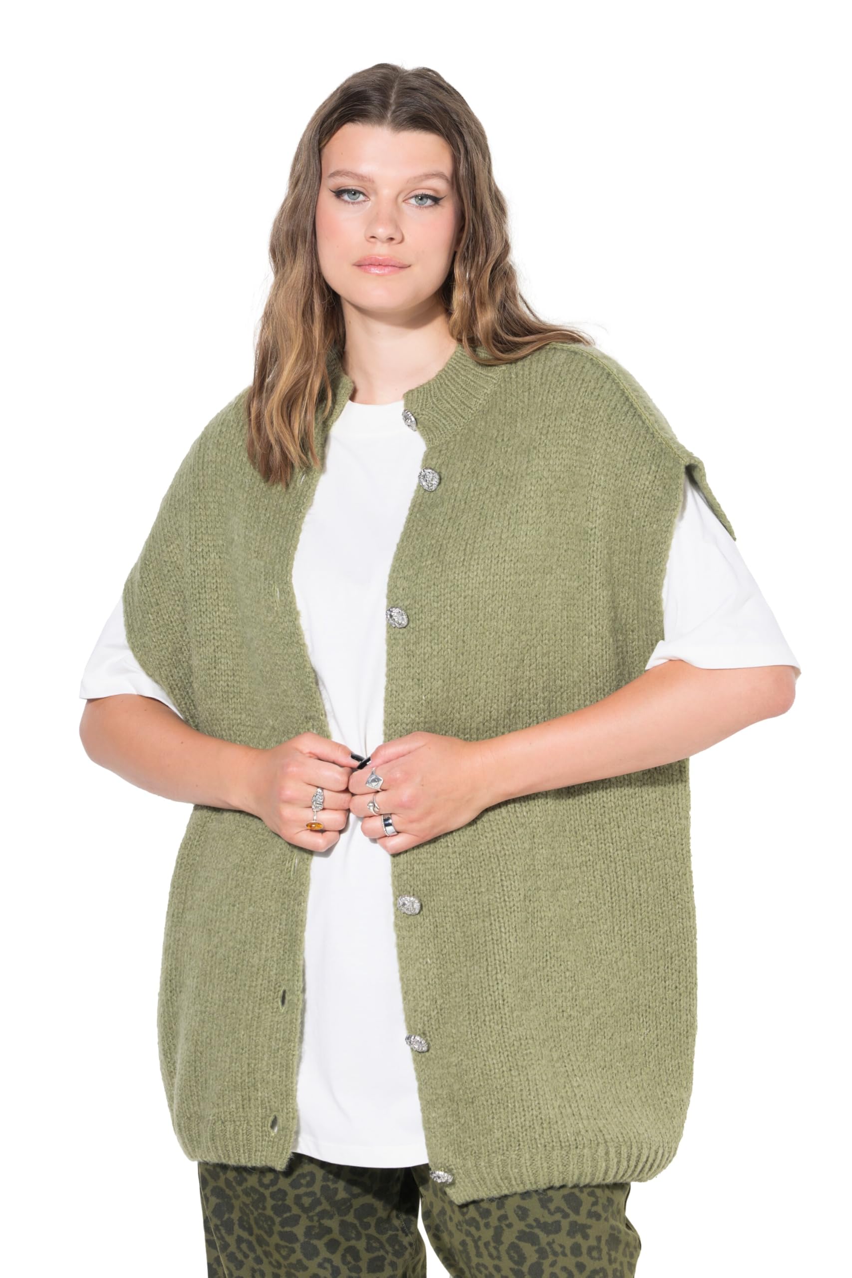 Studio Untold Damen große Größen Übergrößen Plus Size Strickweste, Oversized, extra weich 837494