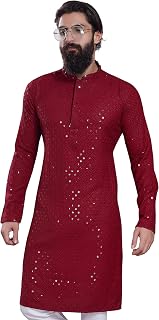 DIVISIVE Men's Sequince Embroidered Cotton Blend Only Slim Fit Kurta Price In India