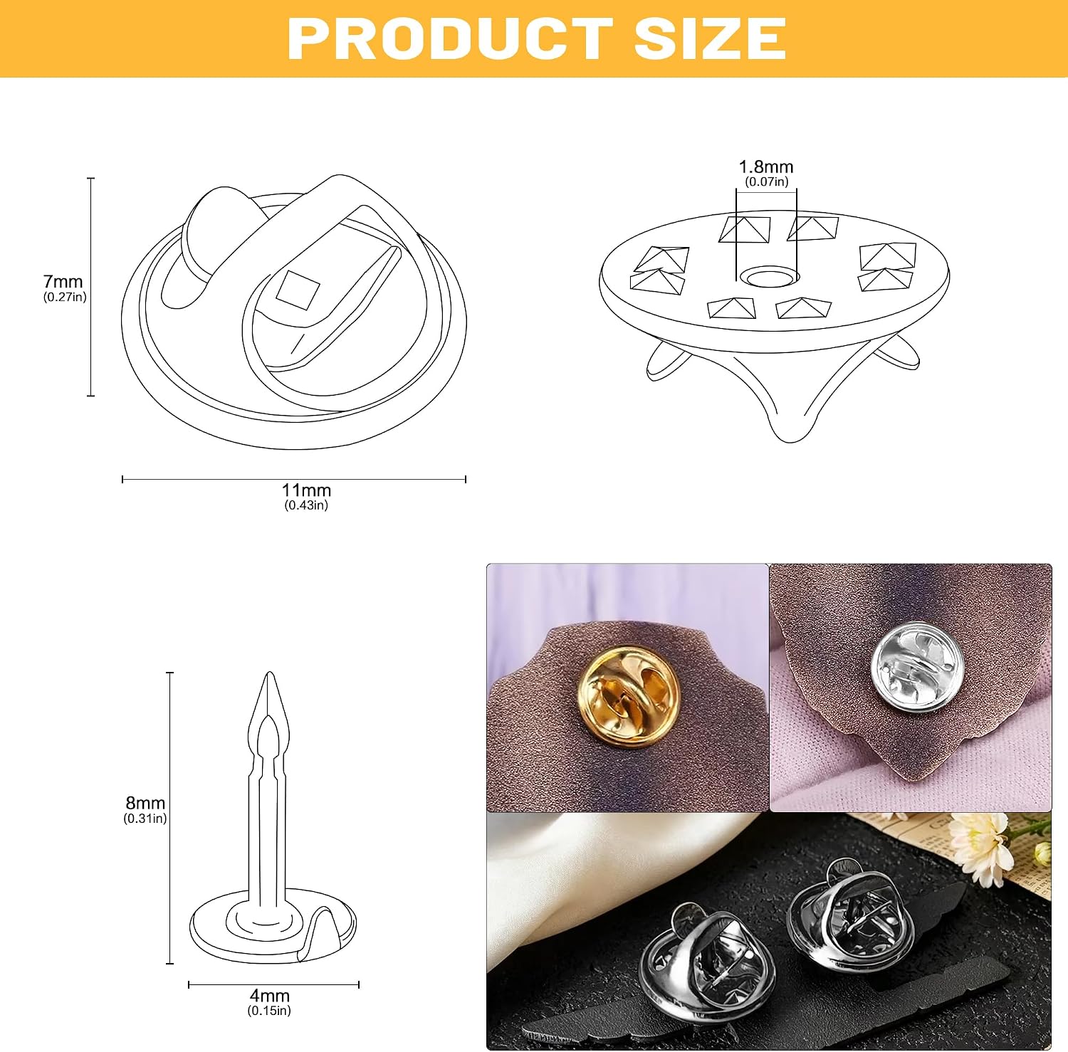 130 Set Pin Backs,Butterfly Clutch Tie Tacks Jewelry Pin Backings Clasp