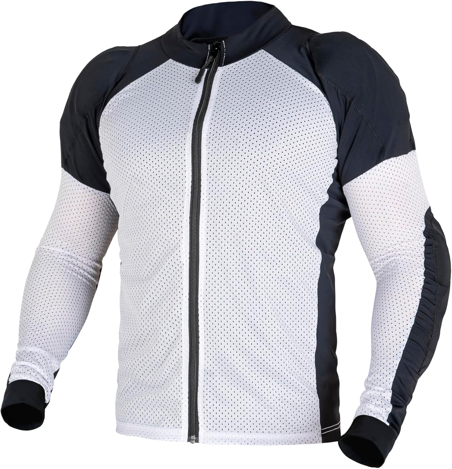 WICKED STOCK Mesh Armored Motorcycle Shirt for Men & Women - CE Level 2 Protective for Summer - Soft, Stretchy & Lightweight with Removable Padding White