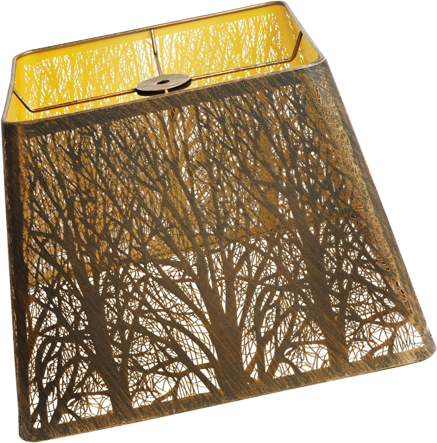 Metal Lamp Shade,Large Lampshade,Replacement lampshades table lamp with Pattern of Trees and Floor Light,Antique Color Finish Fits for Living Room Bedroom and Bedside Lamps (Bronze/Gold, Large)