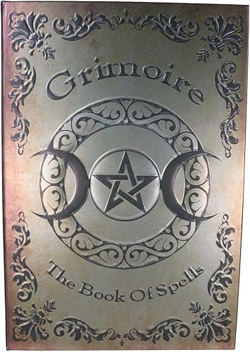 Miniatura 2 de Ebros Gift Fantasy Necromancy Alchemy Magic Wicca Grimoire Libro de hechizos Triple Luna Pentagrama Diario en relieve, página en blanco, libro de