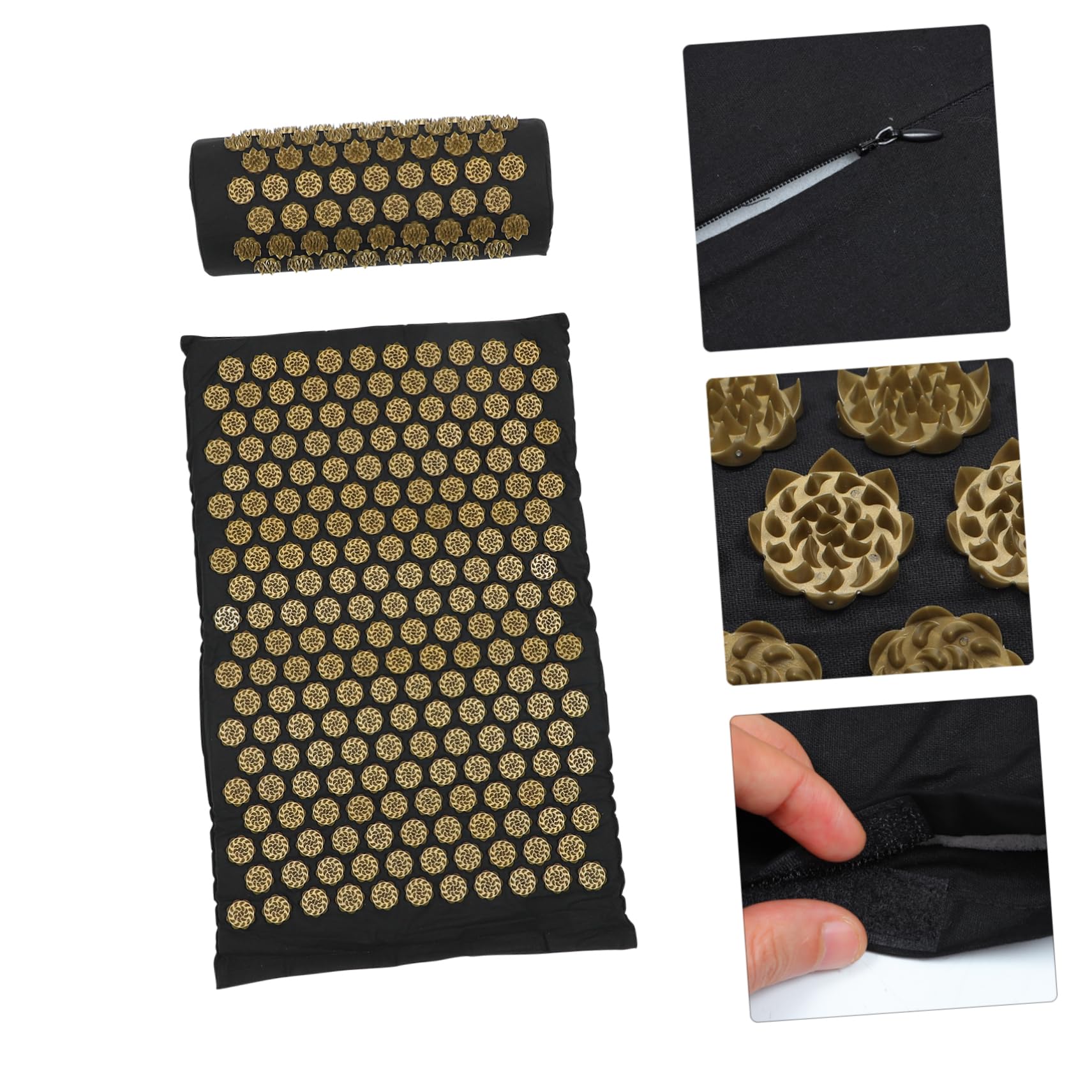 Healeved Set 2 Cuscini e Tappetino Massaggianti per Agopressione con Punti Shiatsu, Cotone Traspirante, Antidolorifico per Collo, Schiena e Corpo, Accessorio Benessere per Adulti, Anziani