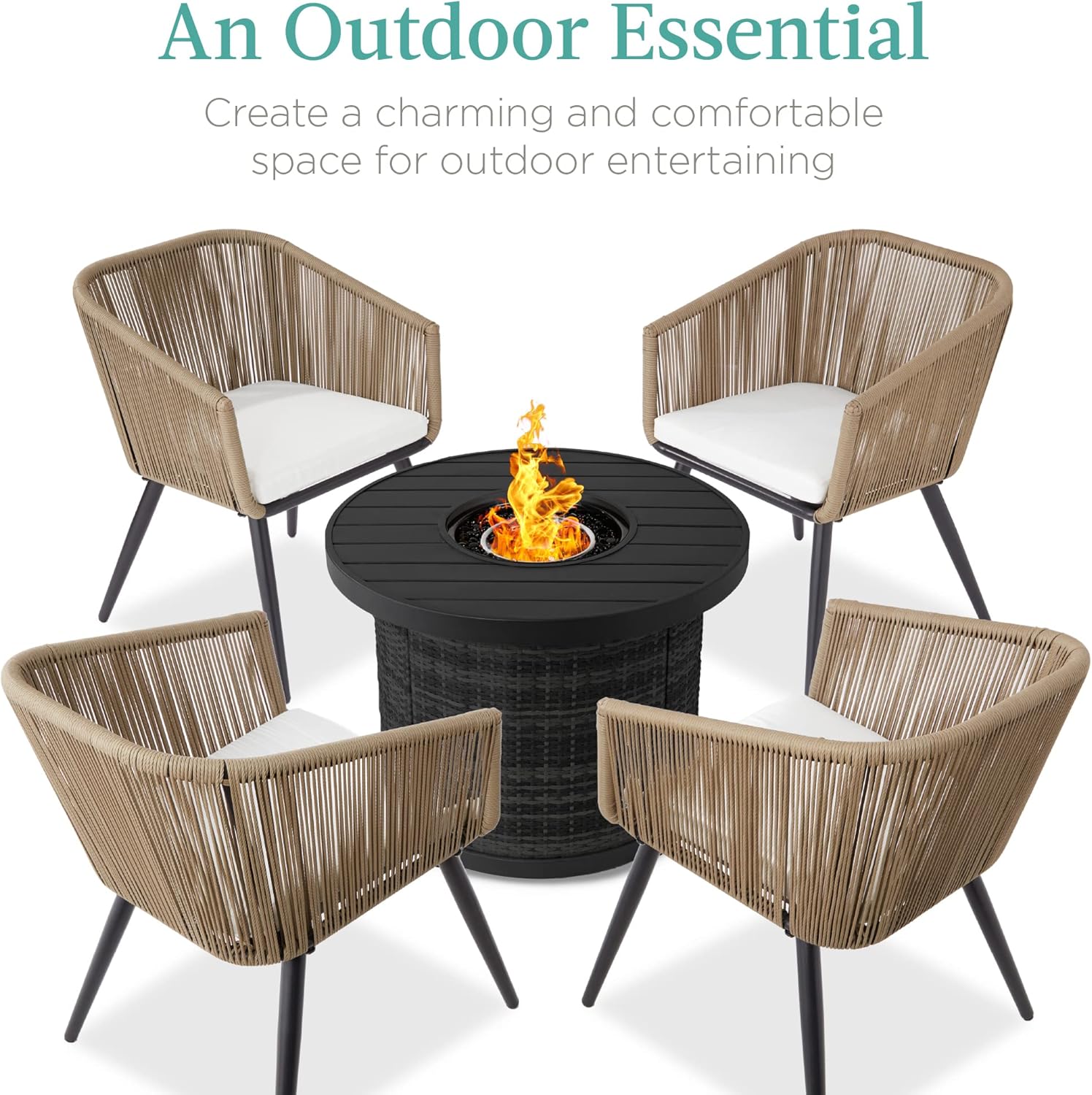 Best Choice Products Set of 2 Patio Dining Chairs, Outdoor Seating Set for Backyard, Poolside, Balcony, Indoor Use w/Woven Wicker Design, 250lb Weight Capacity - Natural/Ivory : Everything Else