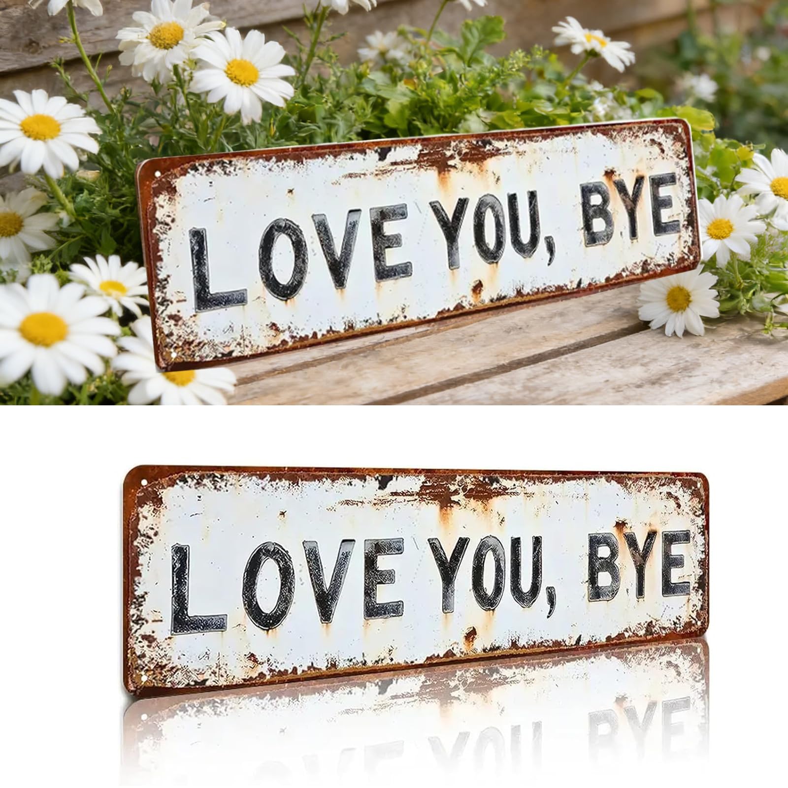 Love You, Bye Vintage Metal Wall Sign – Farmhouse Rustic Aluminum Wall Decor for Above Door, Hallway & Entryway | Love You Bye Metal Sign, Vintage Walls Art Hanging Plaque (1PCS)