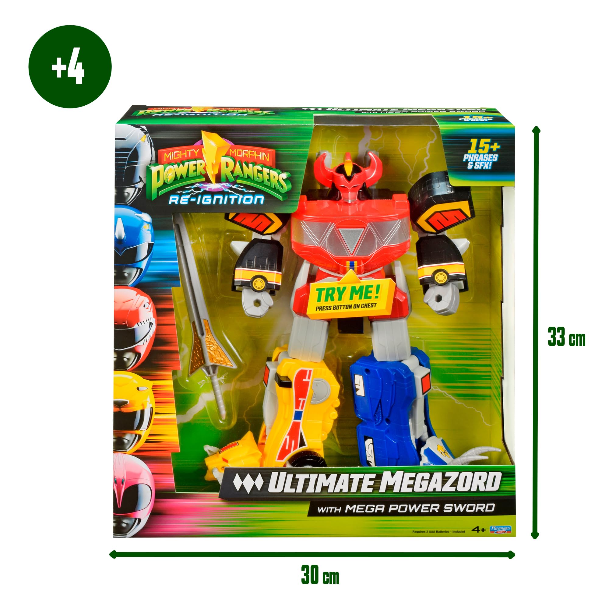Bizak Power Rangers Ultimate Megazord elettronico, Figura articolata con luci, Suoni e 15 Frasi, Include megaspada, Giocattolo Ufficiale Power Rangers +4 Anni (62518691)