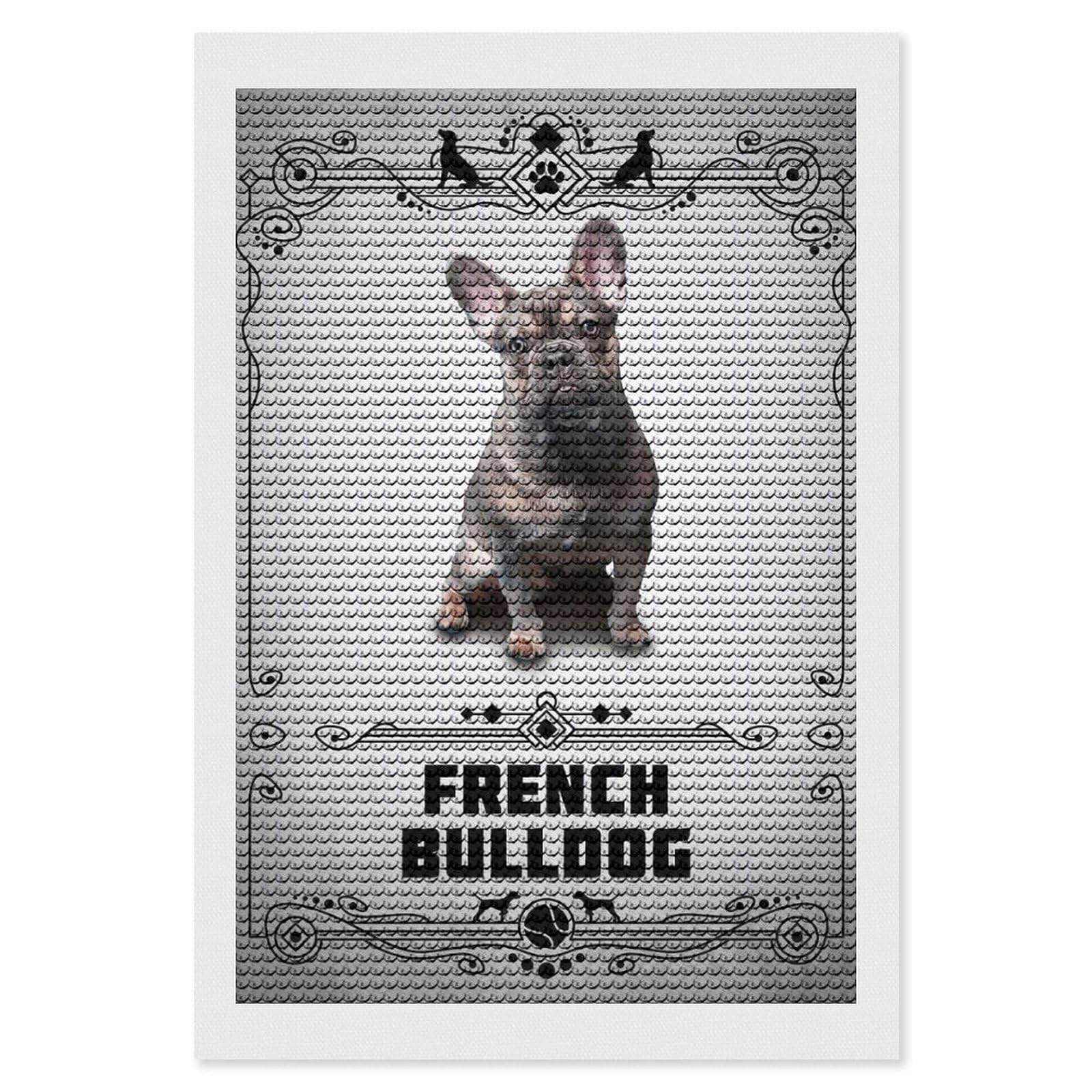 Junmoney French Bulldog Diamond Art Kit 8"x12", Bedroom Decor, Adhesive Canvas, Full Kit Included, Thoughtful Present, Birthday Gift