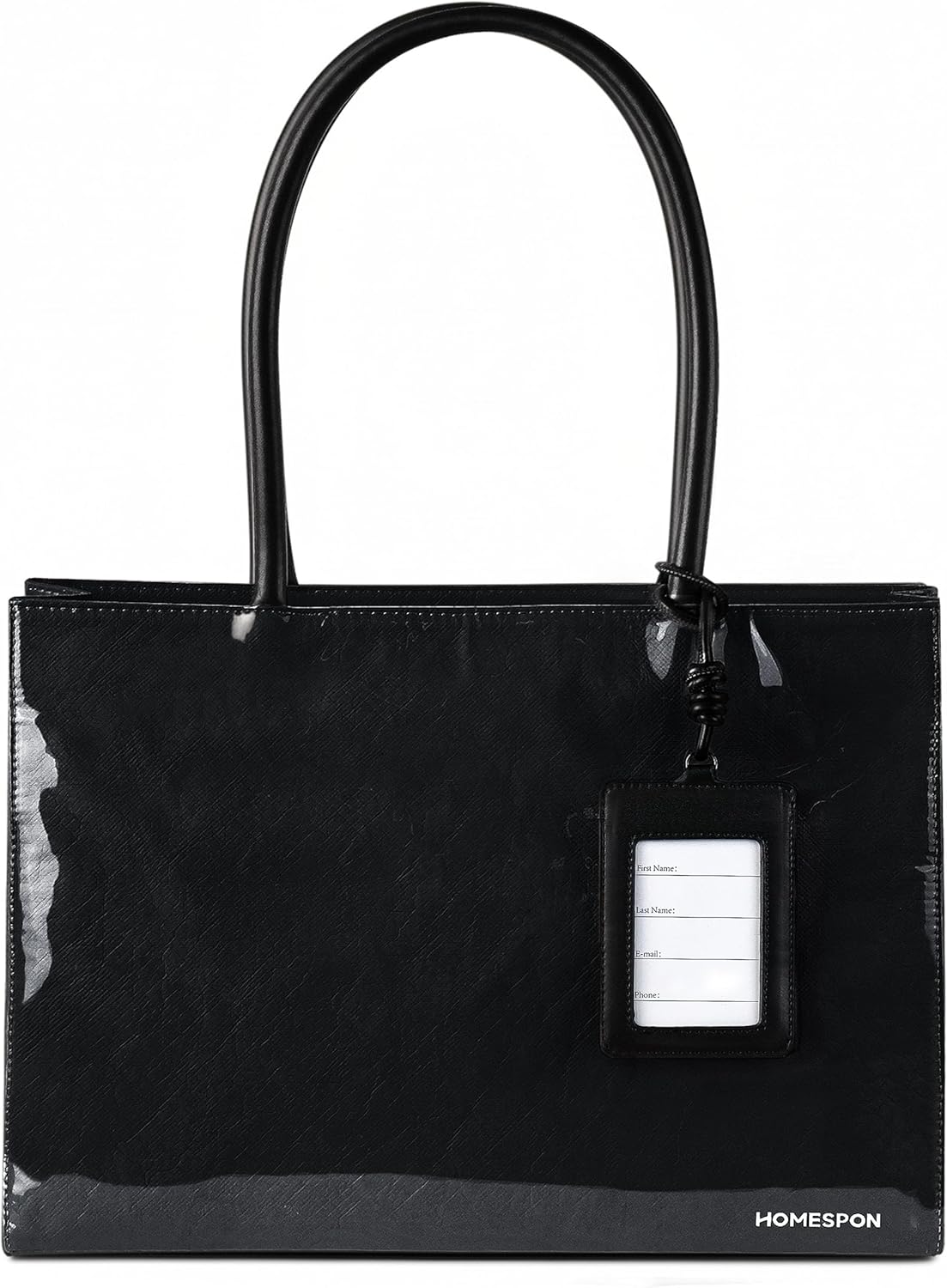 HOMESPON PVC Tote Bag Women’s Kraft Paper Work Handbag TPU Purse Shoulder Hobo Bag with Top Handle and Zipper for Weekend