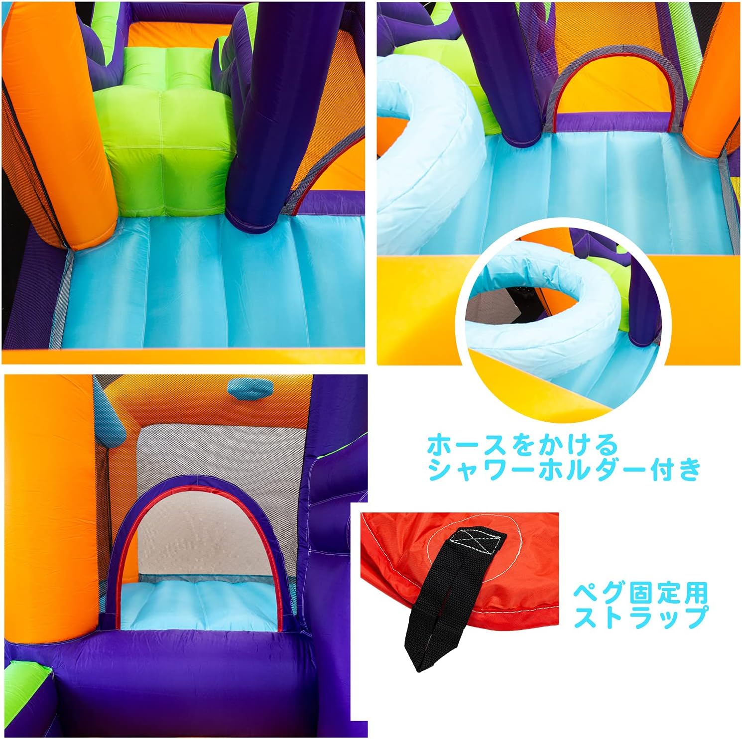 Amazon Co Jp 乾湿両用 送風機付き Mrg トランポリン プール 240 410 0cm スライド ボールプール 大型 特大 屋内 屋外 すべり台 スライダー バウンサー ウォータースライダー 家庭用 子供用 遊具 インフレータブル オレンジ パープル おもちゃ