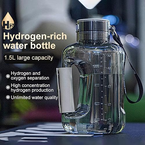 Miniatura 3 de Nueva botella de agua de hidrógeno de gran capacidad,Botella de agua de hidrógeno a prueba de caídas de cuero de 1,5 litros,2500PPD concentración