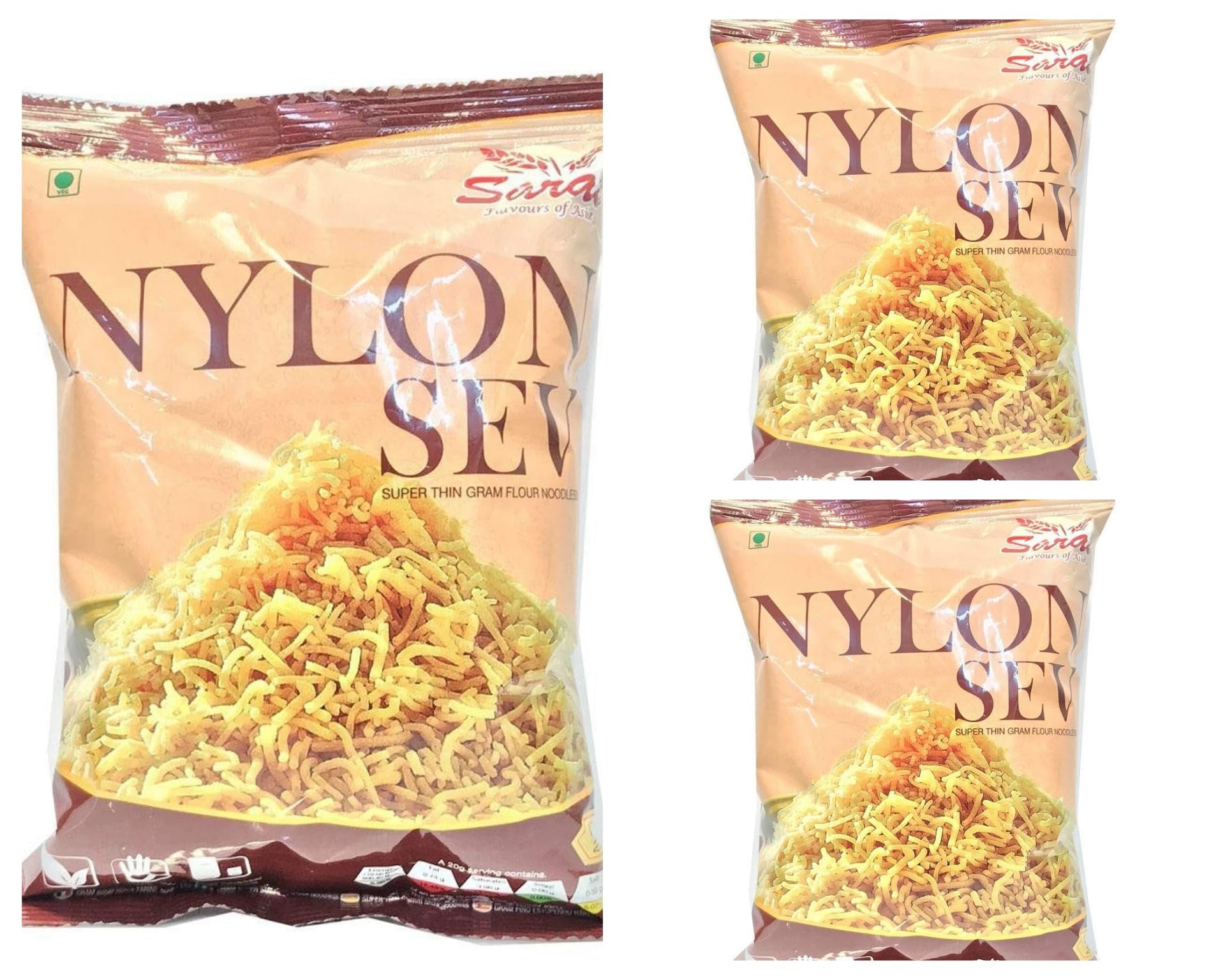 Saras Nylon Sev 200g - (Pack of 3) | Crispy Indian Snacks Namkeen | Crispy & Authentic Flavors | Versatile Snacking