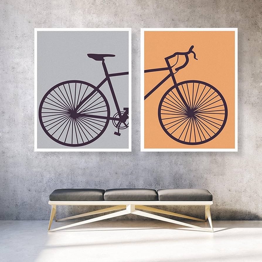 Amazon｜Diptych自転車アートサイクリングキャンバス絵画動機