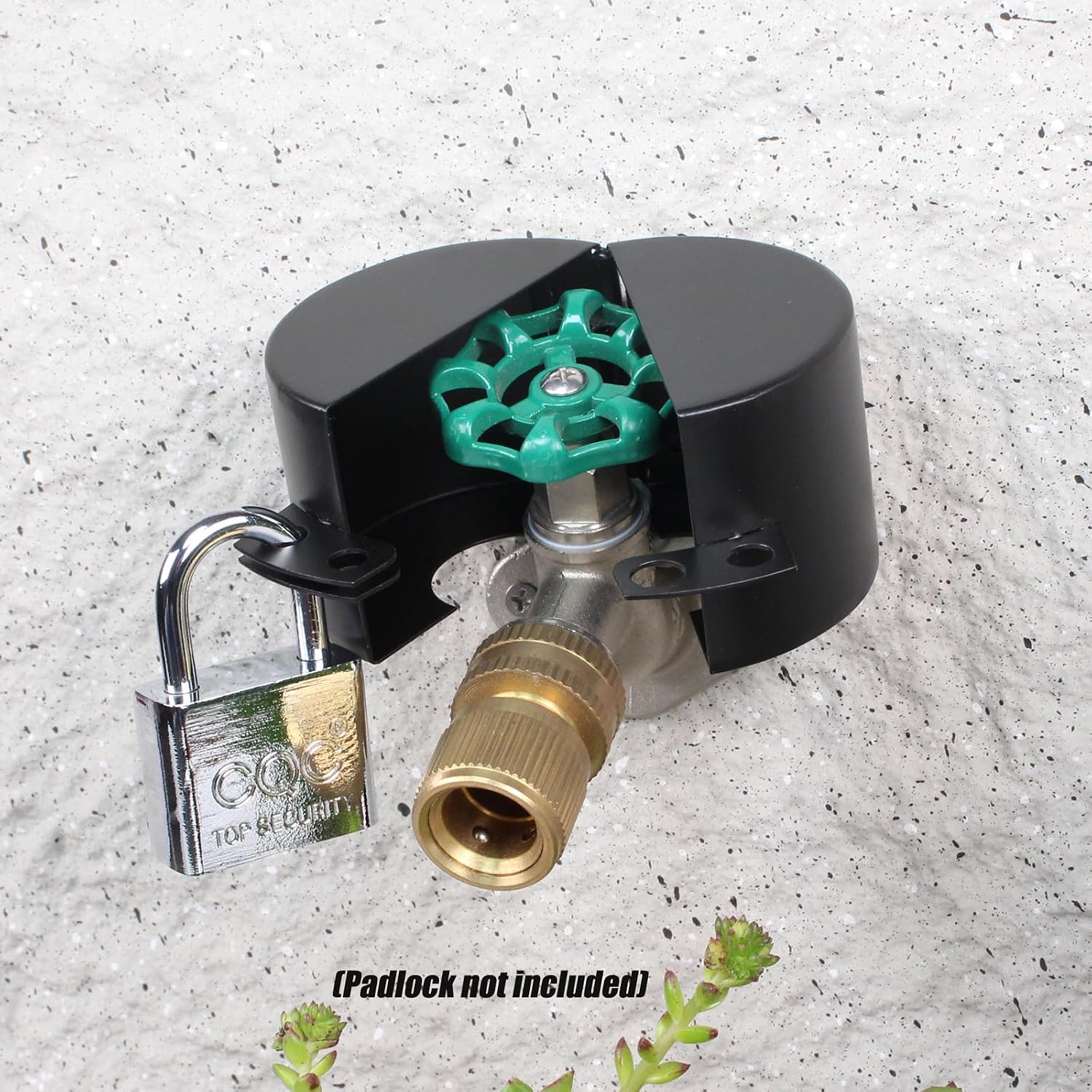 Water Spigot Lock Outdoor Faucet Lock System Gate Valve Lockout Device Hose Bib Lock Childproof Exterior Faucet Locks, Prevent Water Bandit and Stop Unauthorized Water Use, Metallic Black, Metal