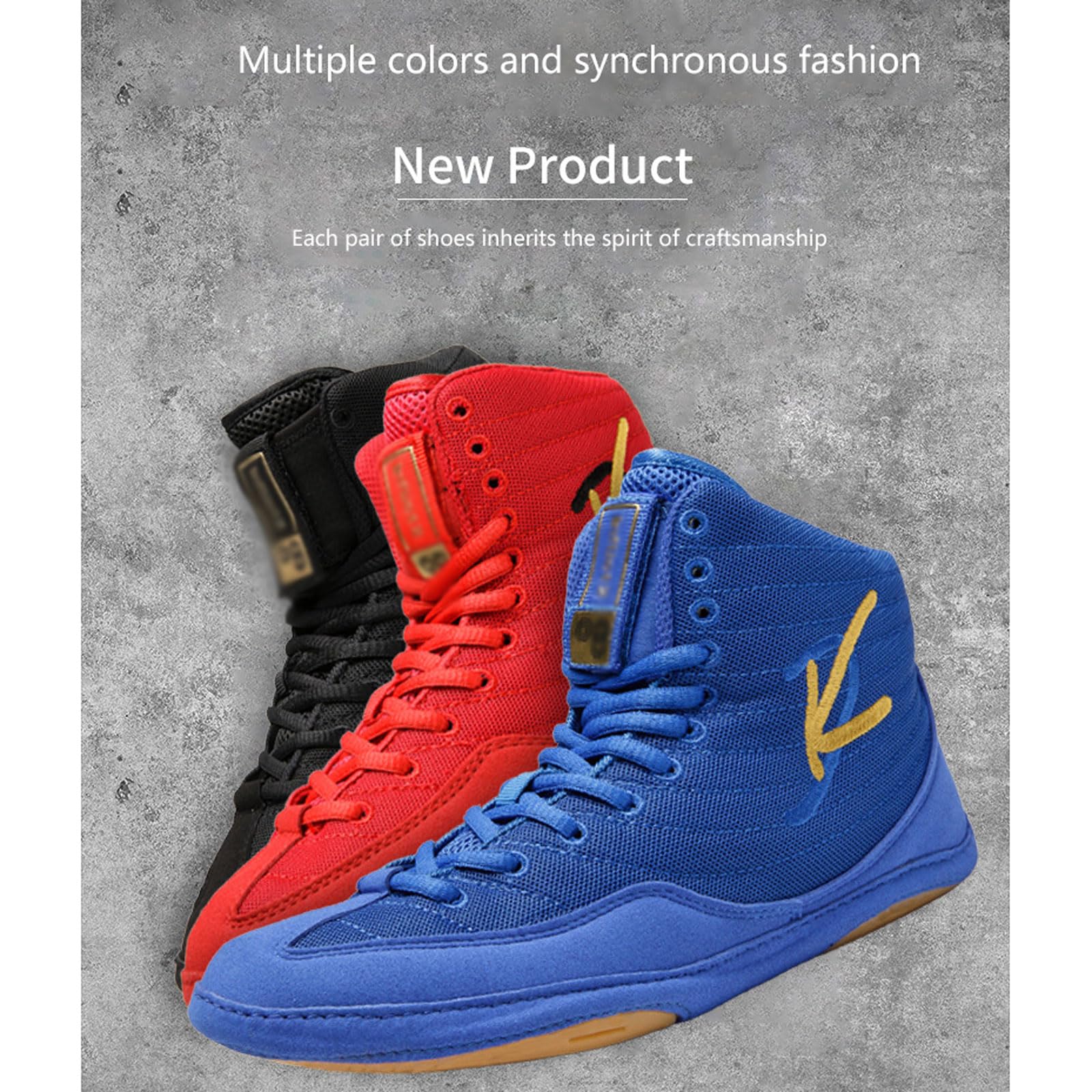 Unisex Scarpe da Boxe,Scarpe Boxe e Arti Marziali Leggere,Scarpe da Wrestling Giovanile,Traspiranti,Antiscivolo,Comfort Scarpe Combat Boxers Trainer,per Taekwondo,Arti Marziali,Sanda,Boxe