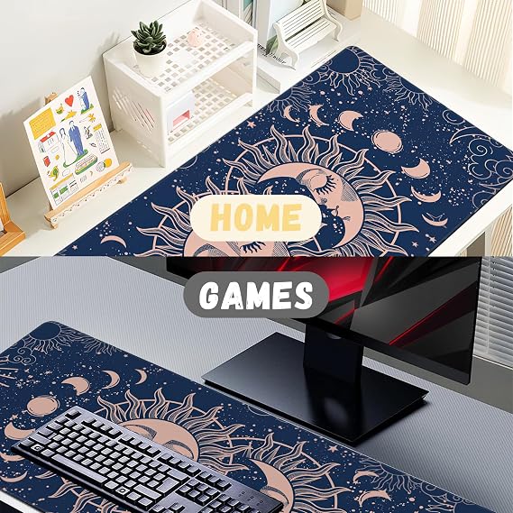 Large Mouse Pad Magic Moon and Sun Extended Gaming Mouse Pad Non-Slip Desk Mat with Stitched Edge Laptop Computer Keyboard Mousepad for Office Home 35.4 x 15.7