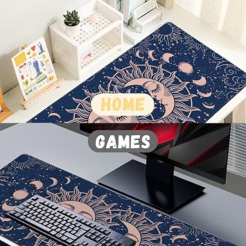 Large Mouse Pad Magic Moon and Sun Extended Gaming Mouse Pad Non-Slip Desk Mat with Stitched Edge Laptop Computer Keyboard Mousepad for Office Home 35.4 x 15.7