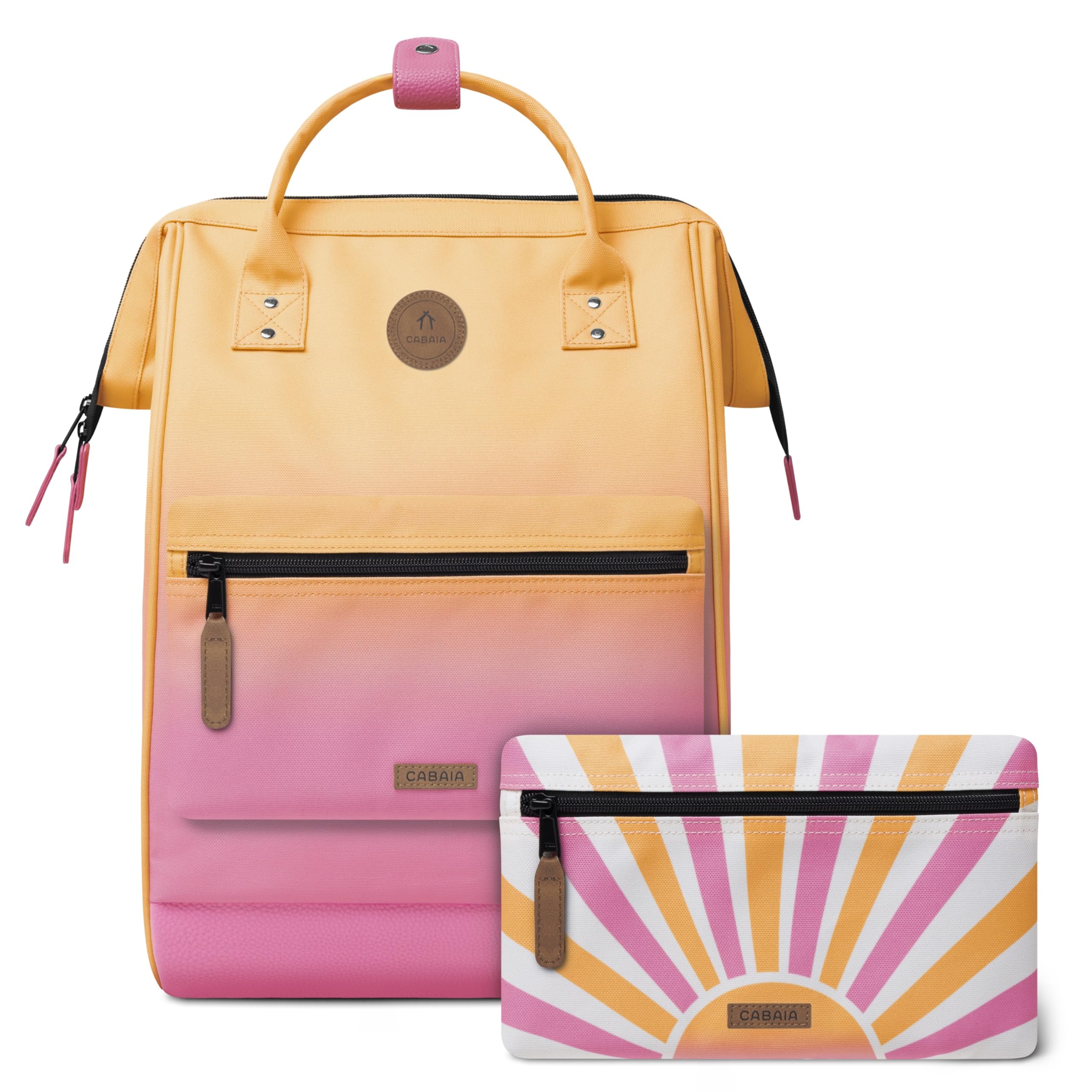 CABAIA - Sac à Dos Adventurer Cabourg - Large 23L - Déperlant - Compartiment Ordinateur Portable 15" - 2 Poches - Certifié Vegan - Sac Voyage, Affaires, École pour Homme et Femme - Rose