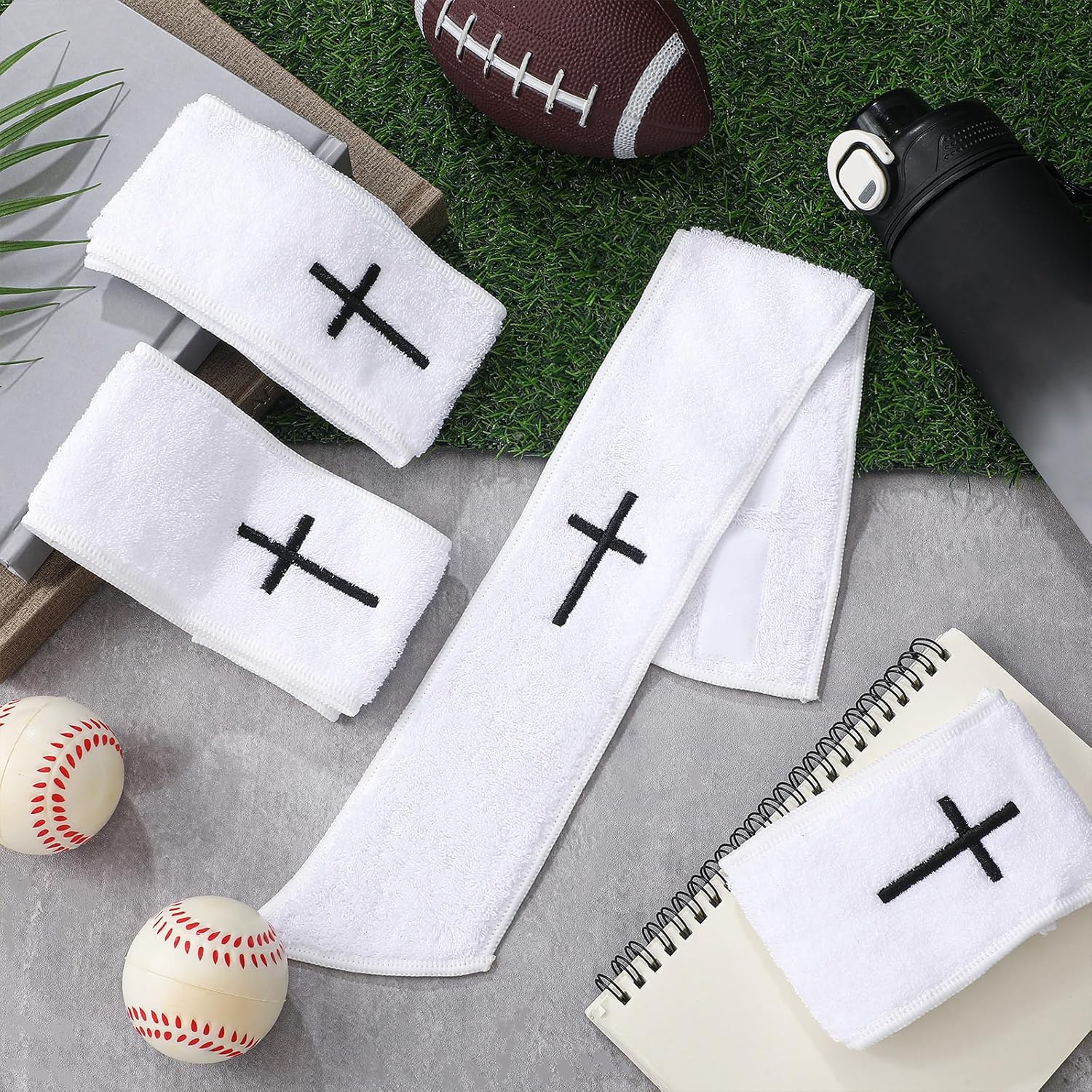 Geyoga 6 Pcs Football Cross Towel Christian Quarterback Qb Streamer Cotton Thin Towel for Sports Football Golf Gym Accessories Dries Hands Washcloth(White) - Image 5